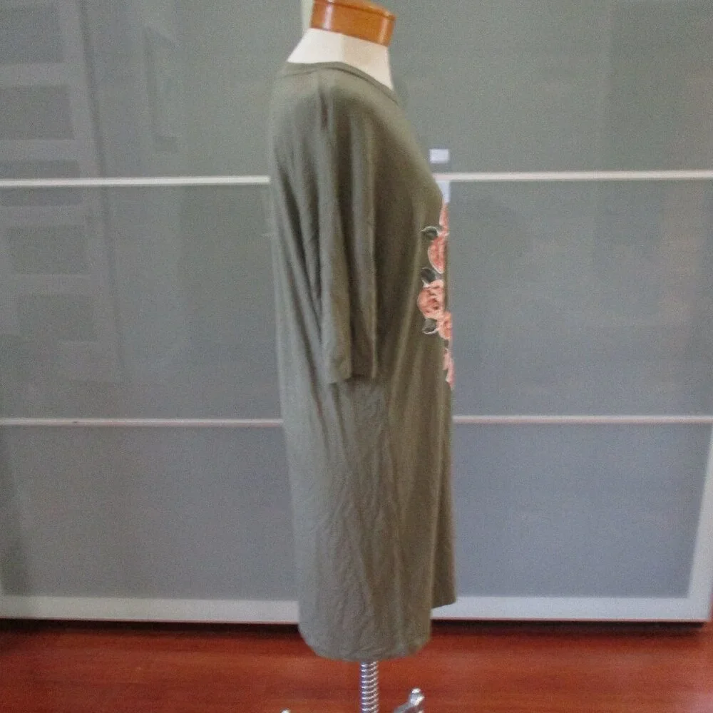 Love Moschino Short Sleeve Olive Green Jersey T-shirt Shift Dress